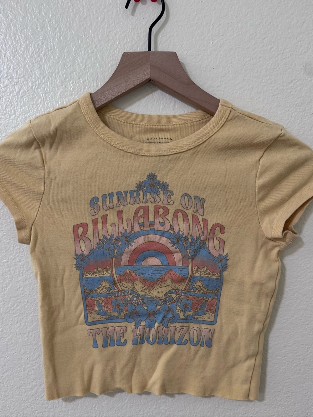 Billabong Yellow Retro Graphic Crop Tee